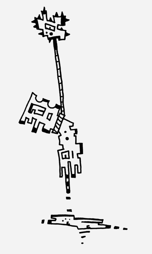 Hangman zeigt einen Illuwillu Charakter zwischen Stillstand, Überforderung und innerer Leere.