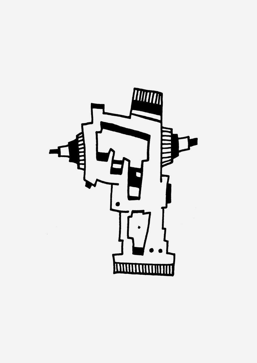 Mikro Technikkopf zeigt eine legendäre Illuwillu Figur zwischen Elektronik, Chipdesign und technischer Präzision.